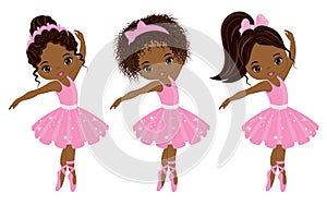 Vector Cute Little African American Ballerinas