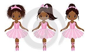 Vector Cute Little African American Ballerinas