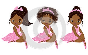 Vector Cute Little African American Ballerinas