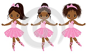 Vector Cute Little African American Ballerinas