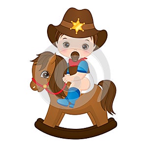 Vector Cute Little Baby Boy Dressed as Cowboy