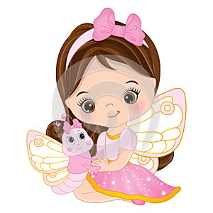 Vector Cute Little Fairy with Butterfly