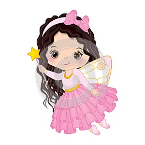 Vector Cute Little Fairy with Magic Wand photo