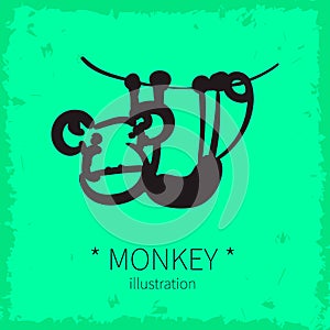 Vector cute monkey illustration.
