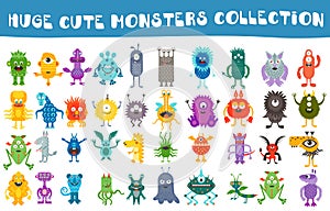 Vector cute monsters collection set