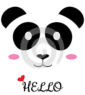 Vector cute panda bear with heart nose.