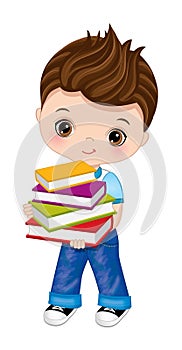 Vector Cute School Boy with Books