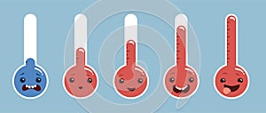 Vector cute thermometer emoji characters