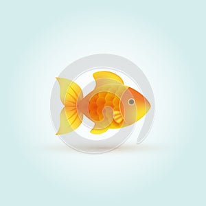 Vector cute tiny goldfish icon. Isolated illustration of aquarium fish