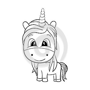 Vector of Cute Unicorn Black and White . EPS8 . photo