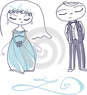 Vector cute wedding 01
