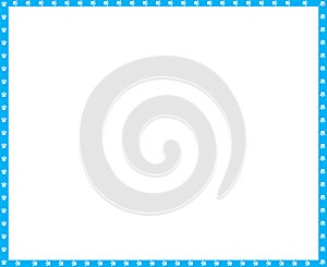 Vector cyan blue and white rectangle frame of cat paw prints copy space