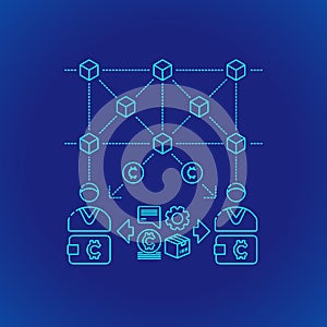 Blockchain distributed ledger technology illustration