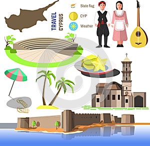 Vector Cyprus symbols and icons.