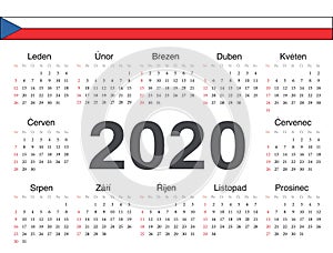 Vector Czech circle calendar 2020