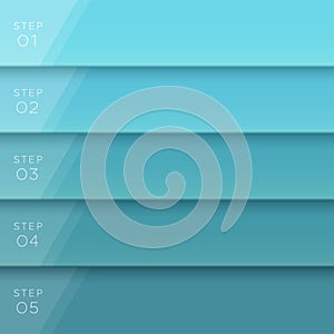 Vector 3D Blue Text Banner Page Template Steps 1 to 5