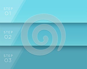 Vector 3D Blue Text Banner Page Template Steps 1 to 3