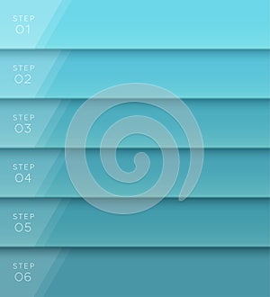 Vector 3D Blue Text Banner Page Template Steps 1 to 6