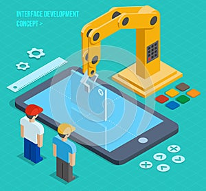 Vector 3d isometric user interface development concept