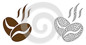 Vector 2D Mesh Coffee Beans Aroma and Flat Icon