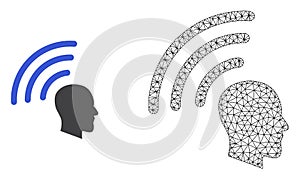 Vector 2D Mesh Telepathy Waves and Flat Icon