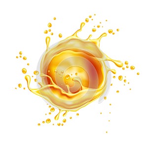 Vector 3d orange juice splash flowing liquid