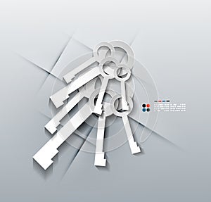 Vector 3d paper keys modern design