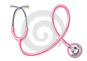 Vector 3d pink stethoscope breast cancer awareness