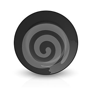 Vector 3d Realistic Black Empty Porcelain, Ceramic Plate Icon Closeup Isolated. Design Template for Mockup. Stock Vector