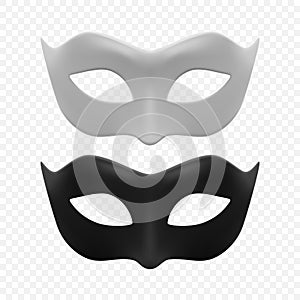 Vector 3d Realistic Carnival Face Mask Icon Set, Masks for Party Decoration, Masquerade Closeup Isolated. Design
