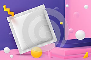 Realistic corner wall abstract scene with sachet