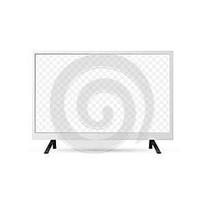 Vector 3d Realistic Modern TV Screen. Minimalistic Stylish Lcd Panel, Led TV Frame. Large Computer Monitor Display