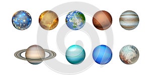Vector 3d Realistic Space Planet Icon Set Isolated on White Background. Planets of the Solar System. Galaxy, Astronomy