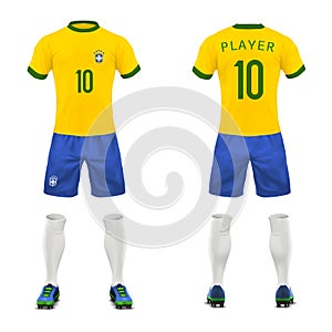 Vector 3d realistic uniform of Brasil football player photo