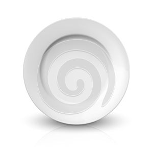 Vector 3d Realistic White Empty Porcelain, Ceramic Plate Icon Closeup Isolated. Design Template for Mockup. Stock Vector