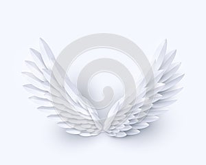 Vector 3d white realistic layered paper cut angel wings
