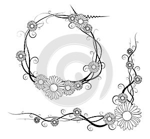 Vector daisy frame and corner