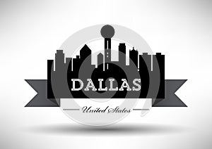 Vector Dallas City Skyline Design