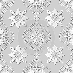 Vector damask seamless 3D paper art pattern background 178 Cross Kaleidoscope Flower