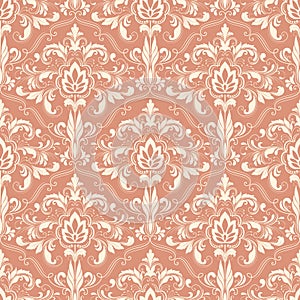 Vector damask seamless pattern background.