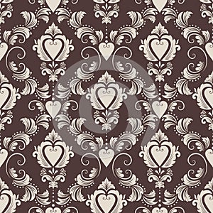 Vector damask seamless pattern background.