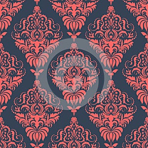 Vector damask seamless pattern background.