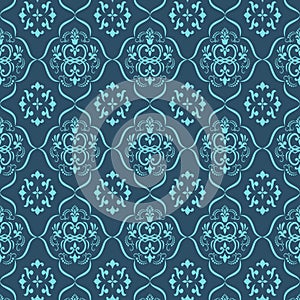 Vector damask seamless pattern background.