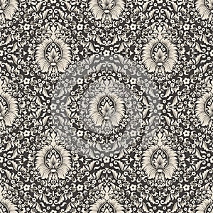 Vector damask seamless pattern background.