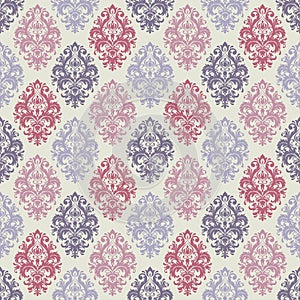 Vector damask seamless pattern background. Classical luxury old fashioned damask ornament, royal victorian seamless texture.