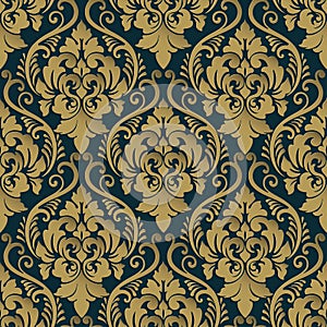 Vector damask seamless pattern background. Elegant luxury texture for wallpapers, backgrounds and page fill.