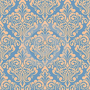 Vector damask seamless pattern background. Exquisite floral baroque template.