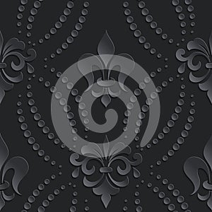 Vector damask seamless pattern dark element. Elegant luxury texture for wallpapers, backgrounds and page fill.