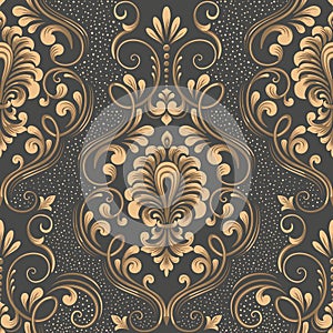 Vector damask seamless pattern element. Elegant luxury texture for wallpapers, backgrounds and page fill.