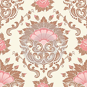 Vector damask seamless pattern element.